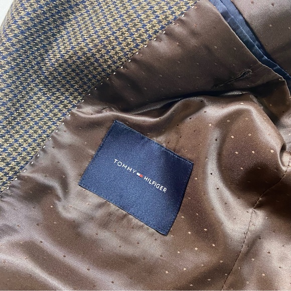 Tommy Hilfiger Blazer Jacket Men’s 40R Herringbone Plaid Brown black Sports Coat - Picture 3 of 15